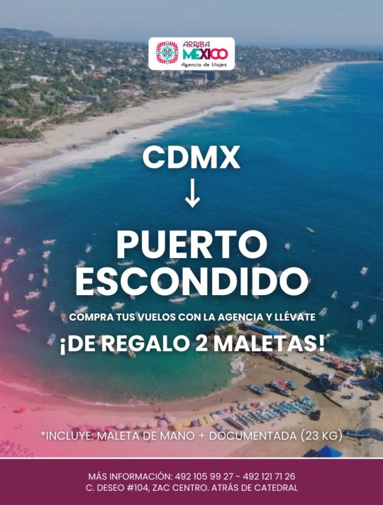 Viaja desde CDMX a Pto Escondido y llévate de regalo 2 maletas
